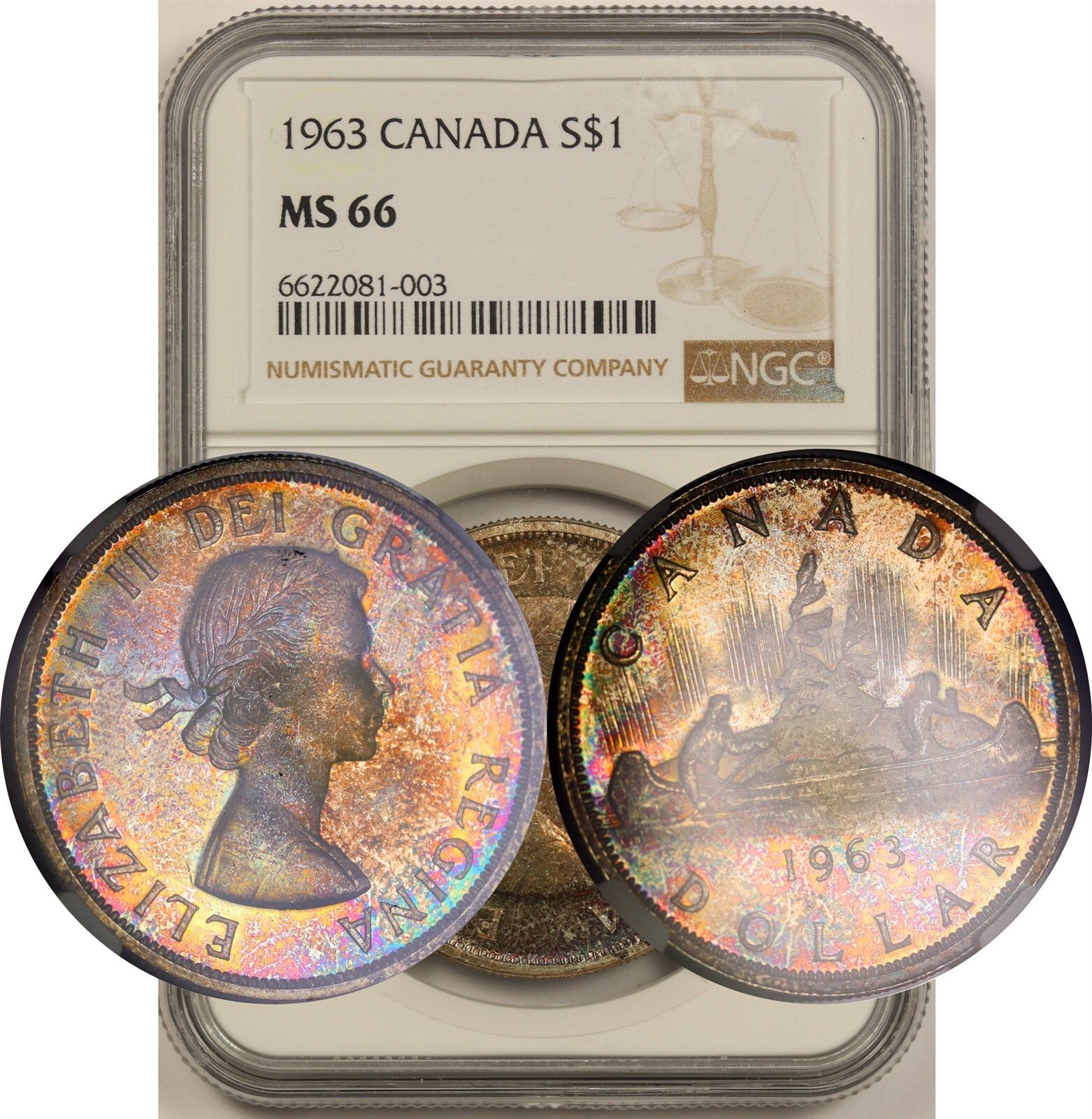 1963 Canada $1 NGC MS 66 Silver Dollar Multi Color T - メルカリ
