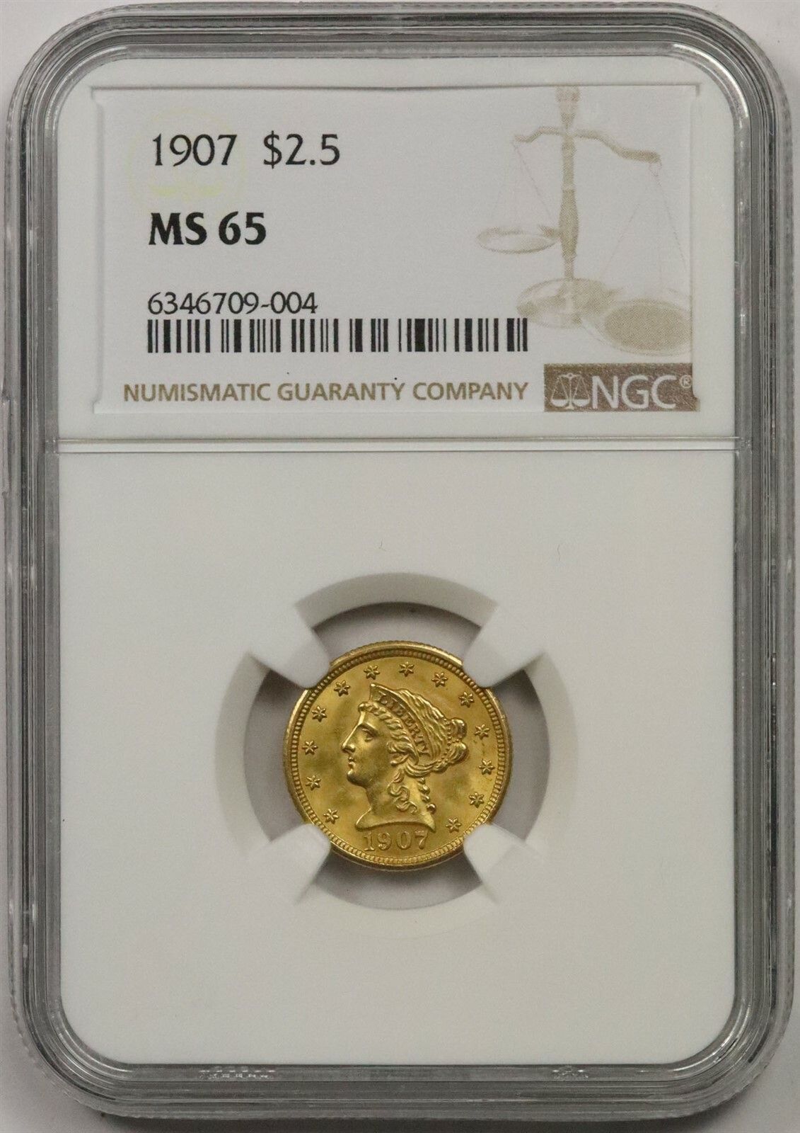 1907 $2.5 NGC MS 65 Liberty Head Gold Quarter Eagle