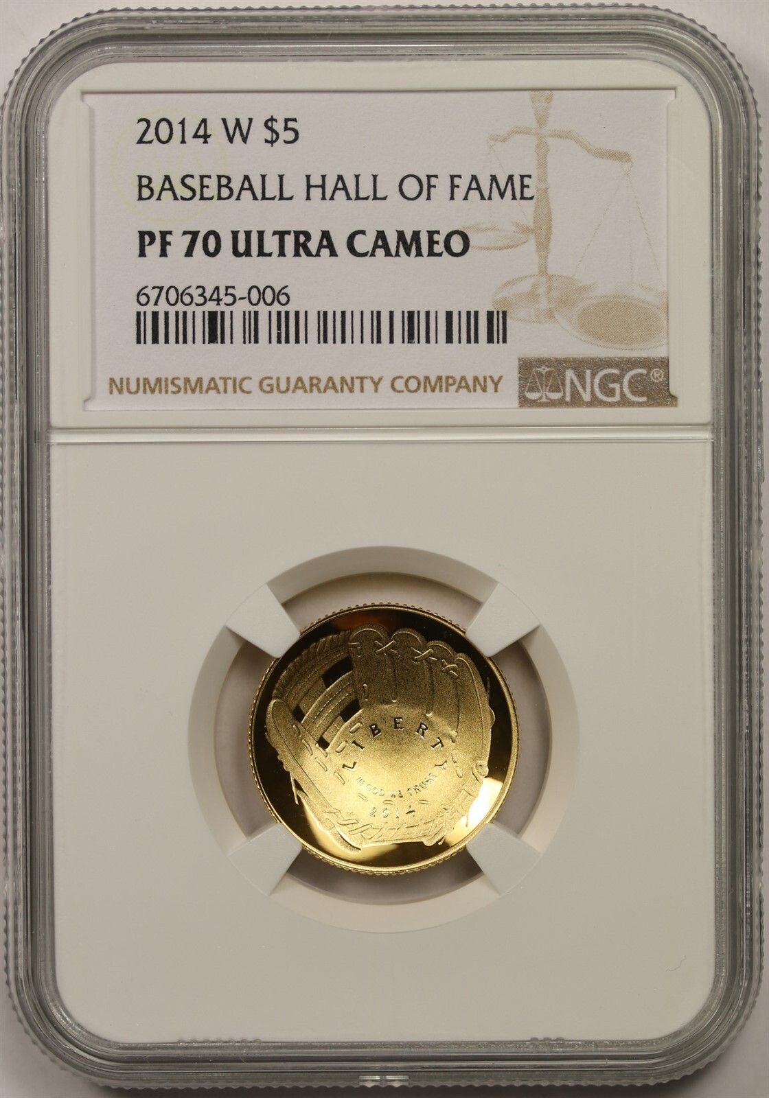 2014-W Baseball Hall of Fame $5 NGC PF 70 UCAM Gold Modern Commemorative