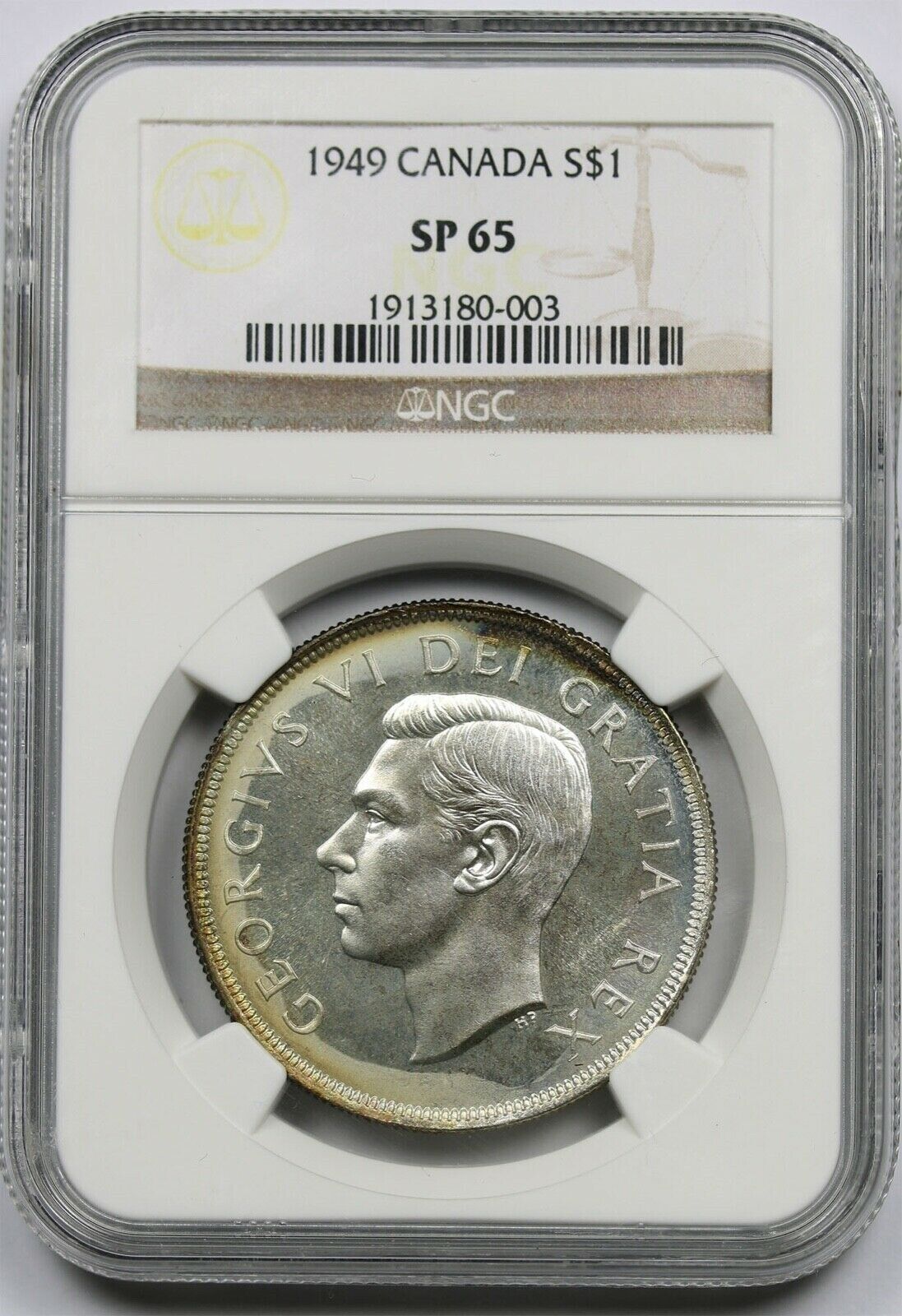 1949 Canada $1 NGC SP 65 (No Mintmark Specimen) Silver Dollar
