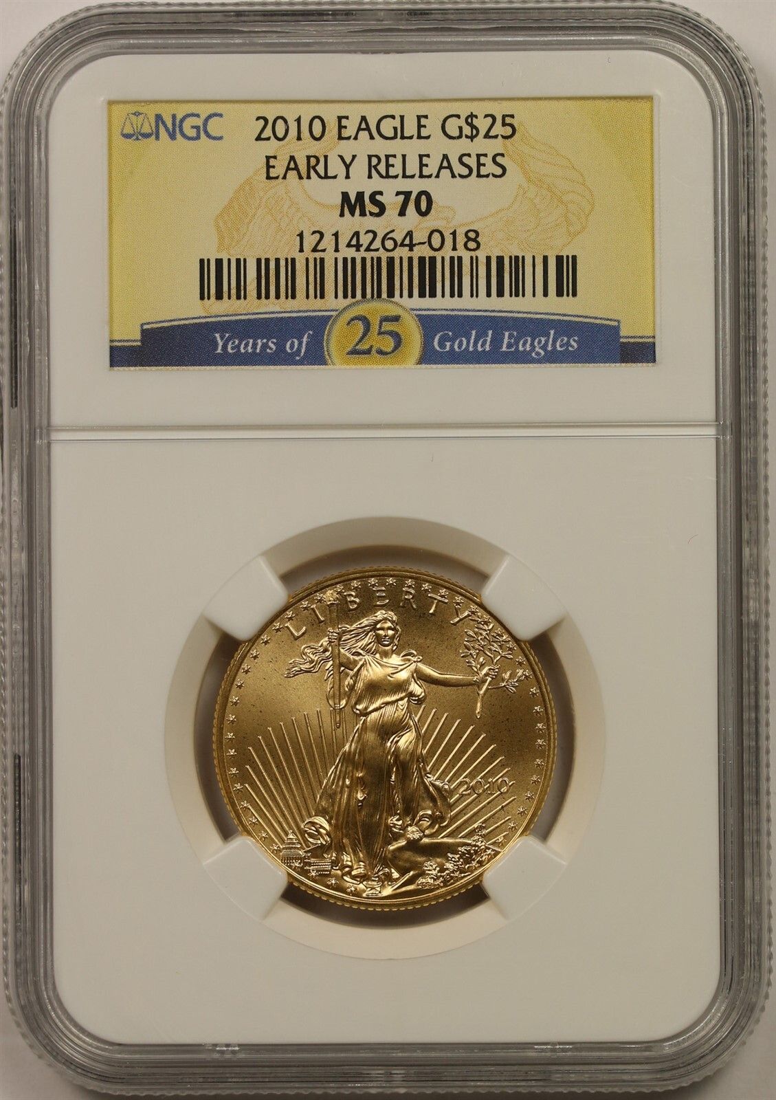 2010 Gold Eagle $25 NGC Early Releases MS 70 Half-Ounce 1/2 oz Gold