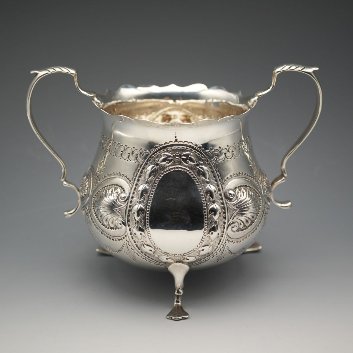 1906年 英国アンティーク 純銀製 シュガーボウル 236g Charles Horner