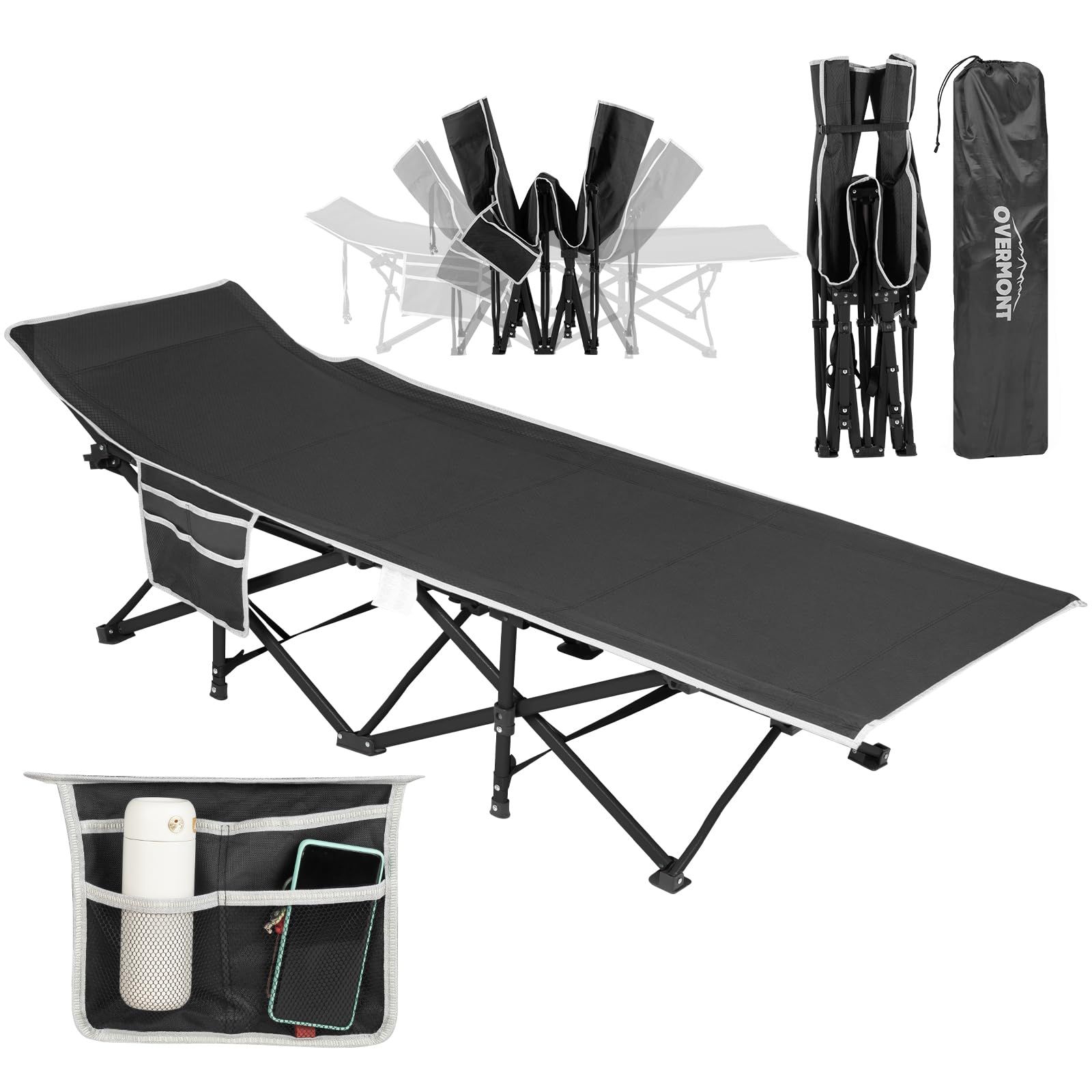 【新品】Overmont 折りたたみベッド 簡易ベッド キャンプコット【耐荷重250kg 71cm幅】アウトドアベッド コンパクト収納バッグ付き 屋内外兼用 組立不要 サマーベッド 野外 快適睡眠