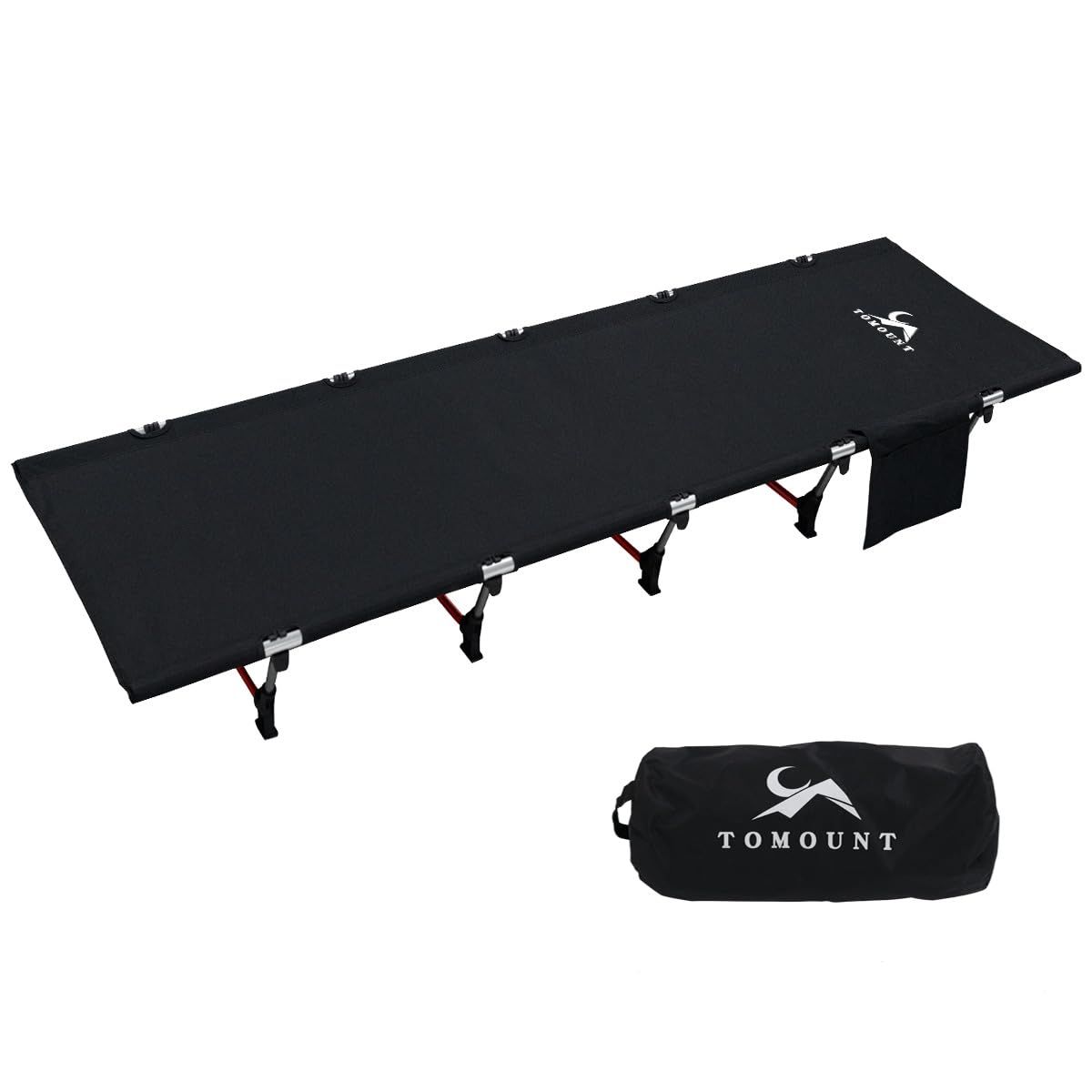 【新品】トモウント 折りたたみ式ベッド キャンプコット ローコット アウトドアベッド 軽量 コンパクト 静音性 通気性 幅広く キャンプベッド 防水 耐荷重150kg (ブラック)