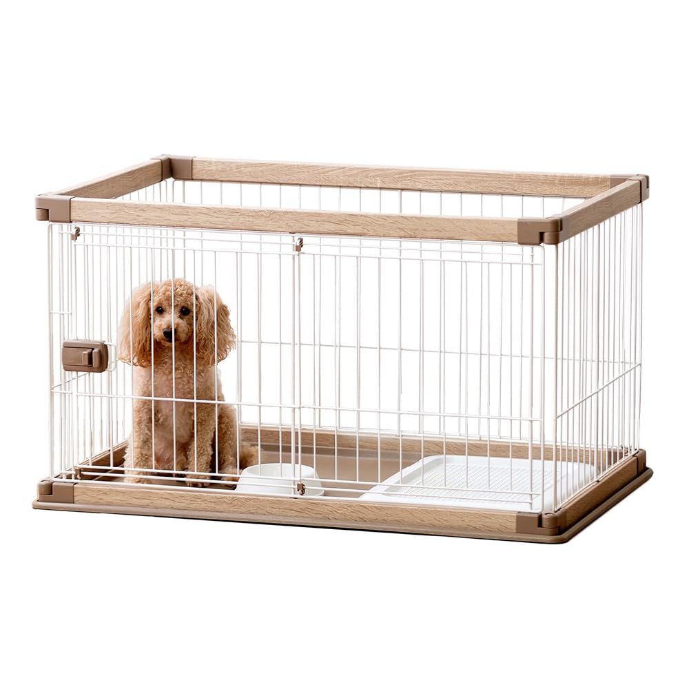 【新品】アイリスオーヤマ 犬 組み立て簡単 サークル ウッディサークル ロータイプ ライトナチュラル 小型犬用 幅97.5×奥行66.5×高さ55.5cm PWSR-960LV