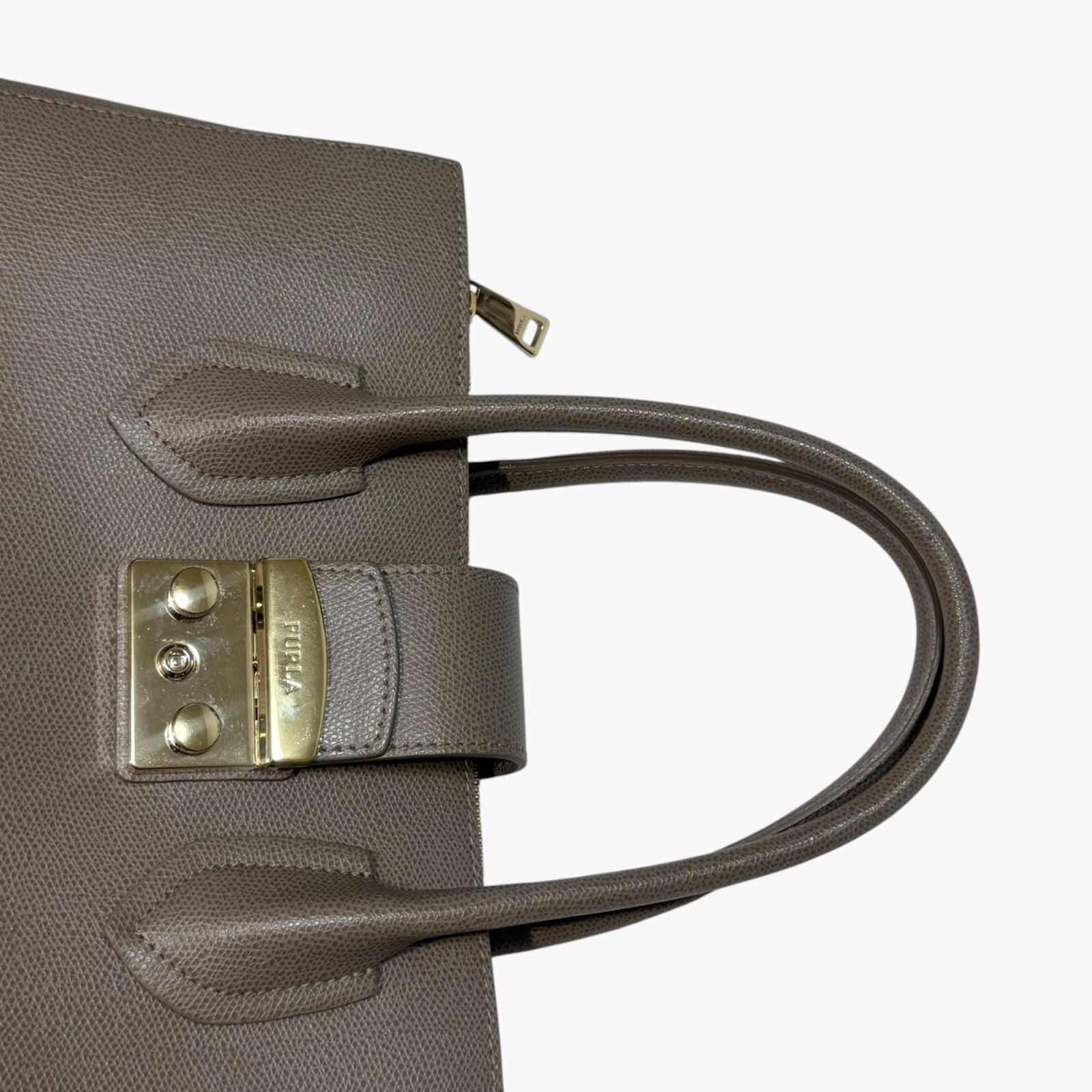 FURLA メトロポリス 2WAY ハンドバッグ グレージュ レザー ショルダー 