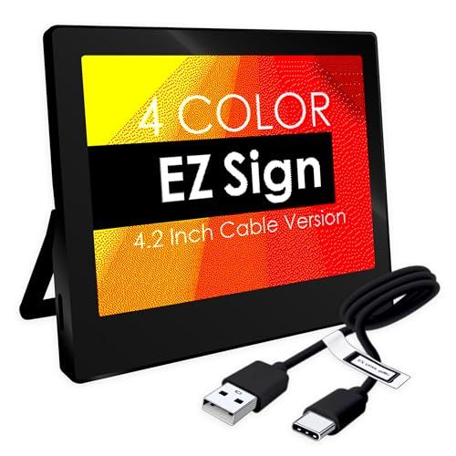 ［ Santek ］ EZ Sign USBケーブル転送 電子ペーパーディスプレイ [ 4色表示 / 4.2インチ / PC書き換え / ブラック ] 行先表示 離席表示 受付窓口 (本体＋専用書き換えケーブルセット)/