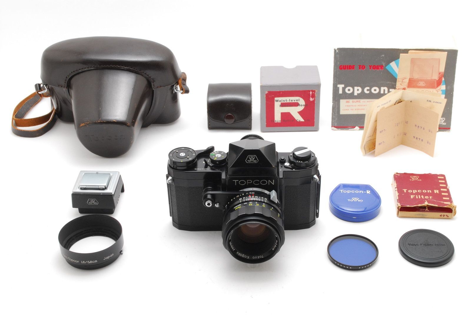 【超美品 保障付 動作確認済】Topcor トプコール R Black 35mmフィルムカメラ + Auto Topcor 58mm f/1.8 レンズ + WLファインダー #V2669