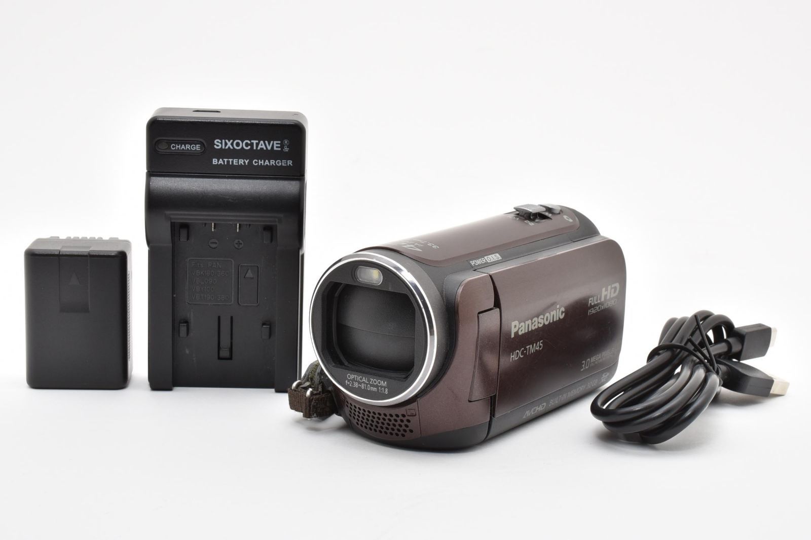 カメラ パナソニック Panasonic HDC-TM45 ブラウン ビデオカメラ 充電