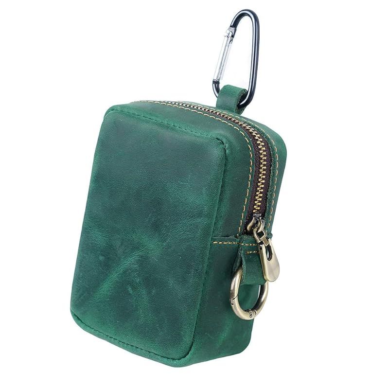 【新品】 Whatna天 然 厚 手 牛革 小銭入れ コインケース メンズ レディース 2way ミニサコッシュ カラビナポーチ ベルトループ ミニウエストバッグポーチ 本革 カラビナ付き キーリング付き イヤホン収納ケース (キャメル色) 0