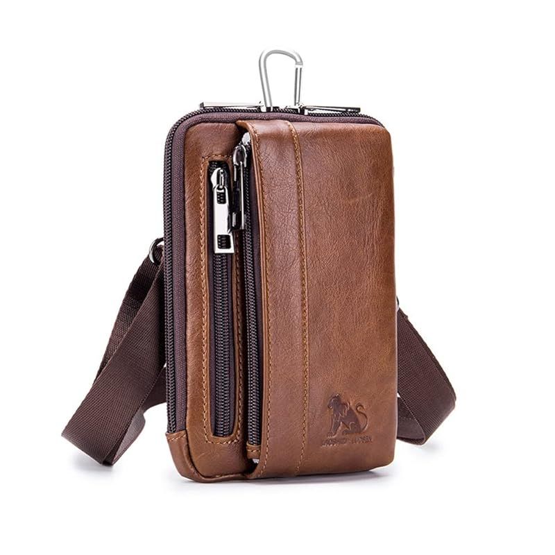 【新品】 [Ｗｈａｔｎａ] 天 然 牛 革 ミニショルダーバッグ メンズ 4way斜め掛け ミニ サコッシュ カラビナポーチ ベルトループ ポーチ ミニ ウエストバッグ 横または縦にご利用可 カラビナ付き ショルダーベルト付 本 革 通学 通勤 ミニバッグ 0