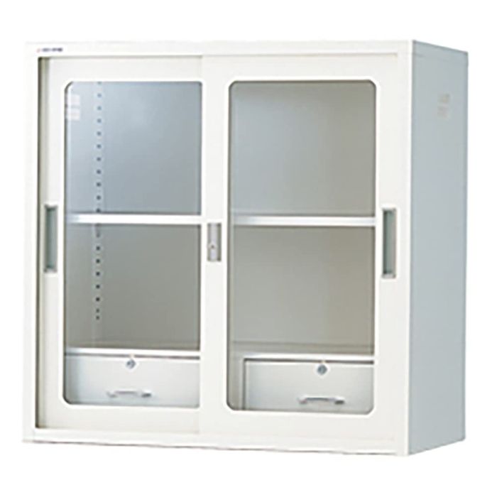 【新品・2営業日で発送】アズワン 耐薬引違保管庫(引出し付)ガラス戸(奥深) N-515GH・OW 1台