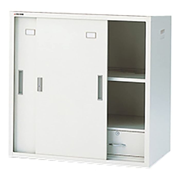 【新品・2営業日で発送】アズワン 耐薬引違保管庫(引出し付)スチール戸 N-90DH・OW 1台