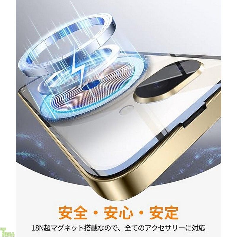 【自動スライドロック！360°全面保護】WTAIYUN Google Pixel 10a 用 ケース MagSafe対応 一体型レンズ保護 ワイヤレス充電対応 高感度タッチ ストラップホール付き 指紋認証対応 透明 黄変防止PC背面 指 (シャンパンゴールド)