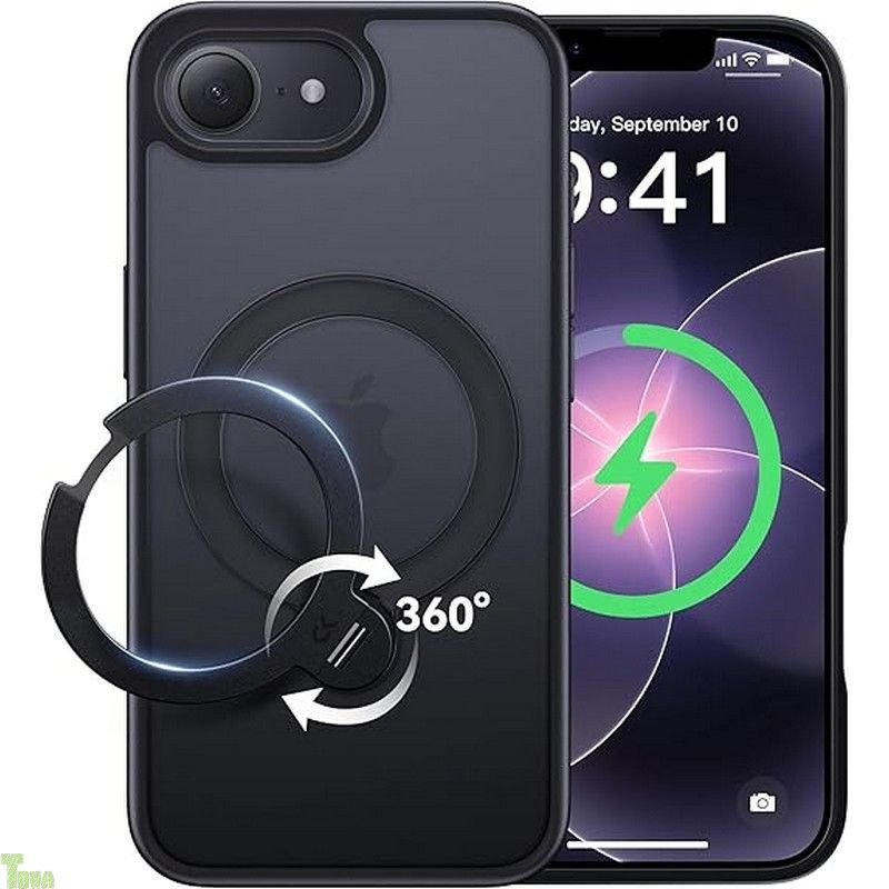 【2026最高傑作&定点360度回転】CASEKOO iPhone 17e/16e 用 ケース 米軍MIL規格 耐衝撃 MagSafe対応 高耐久性【横縦両立・角度自由調整】急速充電対応 指紋防止/マット仕上げ/黄変防止/半透明 超強磁力 Pro」(ブラック)