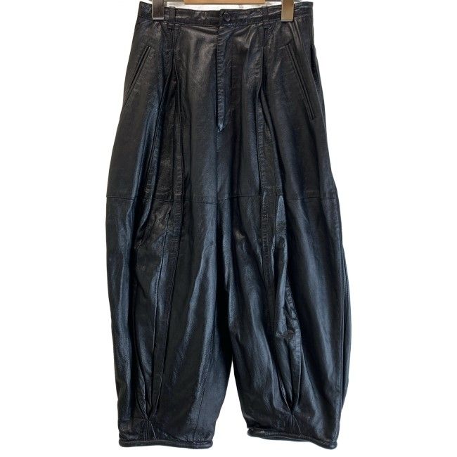 【中古】　ISSEY MIYAKE　レザーパンツ　ジップフライ　無地　七分丈　ドメスティック　古着　/2497