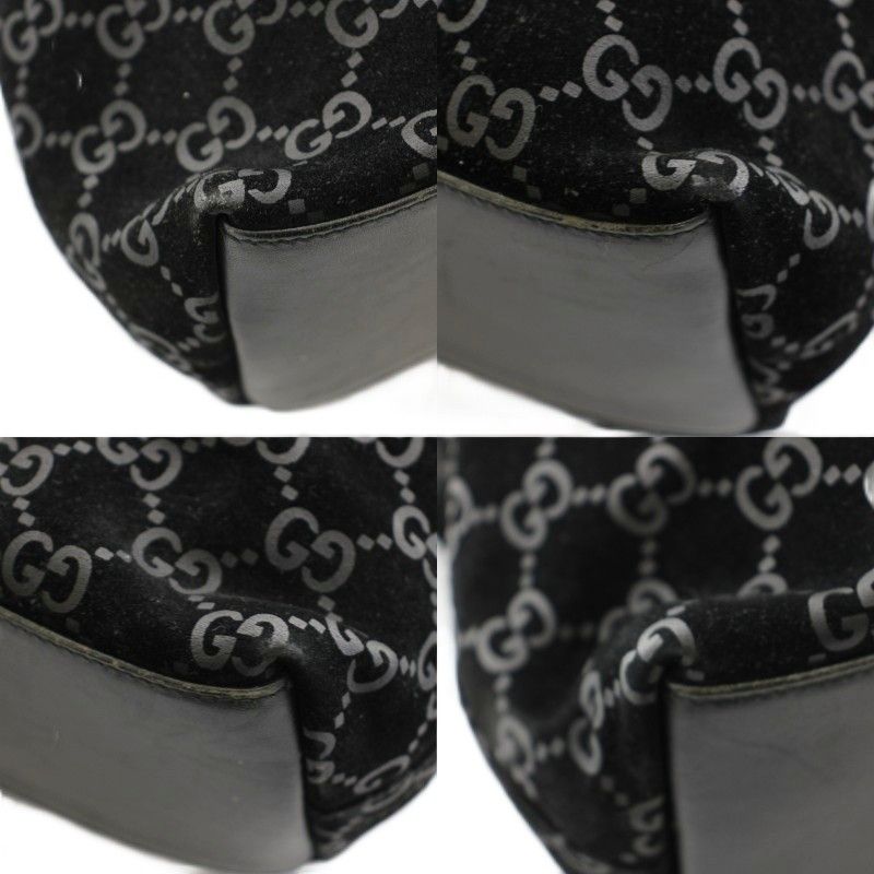 グッチ GUCCI ワンショルダーバッグ ハンドバッグ GG柄 スエード 黒 