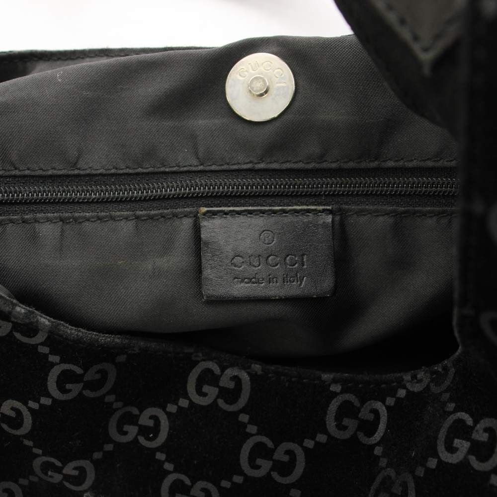グッチ GUCCI ワンショルダーバッグ ハンドバッグ GG柄 スエード 黒 