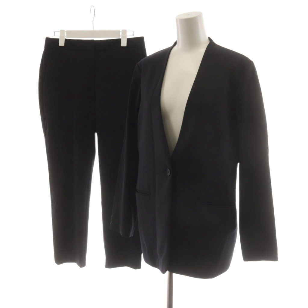 セオリーリュクス theory luxe 21SS LW STRETOH SOUBA JEANIE LUZIA スーツ セットアップ ノーカラージャケット パンツ スラックス 38 黒 ブラック 1204105 /AN80