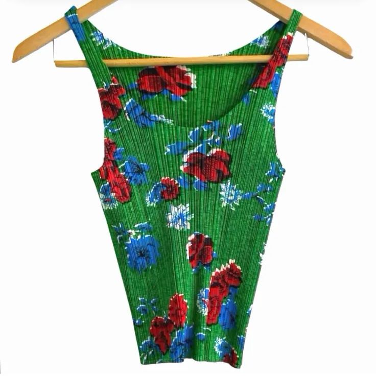 PLEATS PLEASE プリーツプリーズ issey miyake イッセイミヤケ 花柄 プリーツ ノースリーブ タンクトップ　 PP72-JK534 サイズ 4