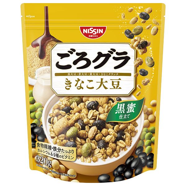 日清シスコ ごろグラ きなこ大豆 320g×8袋入×(2ケース)| 送料無料 グラノーラ シリアル 大豆 豆 朝食 ストック ジャム コンフィチュール パン ケース買い まとめ買い 業者 仕入れ 大量 ヘルシー