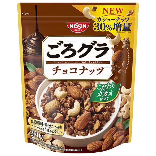 日清シスコ ごろグラ チョコナッツ 280g×8袋入×(2ケース)| 送料無料 一般食品 健康食品 シリアル 袋 ストック 朝食 ジャム コンフィチュール グラノーラ パン ケース買い まとめ買い 業者 仕入れ 大量 チョコレート お菓子 おやつ おつまみ