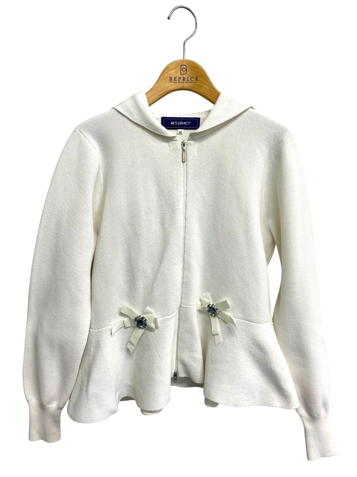 エムズグレイシー Hooded Cardigan 918143 パーカー 40 ホワイト 