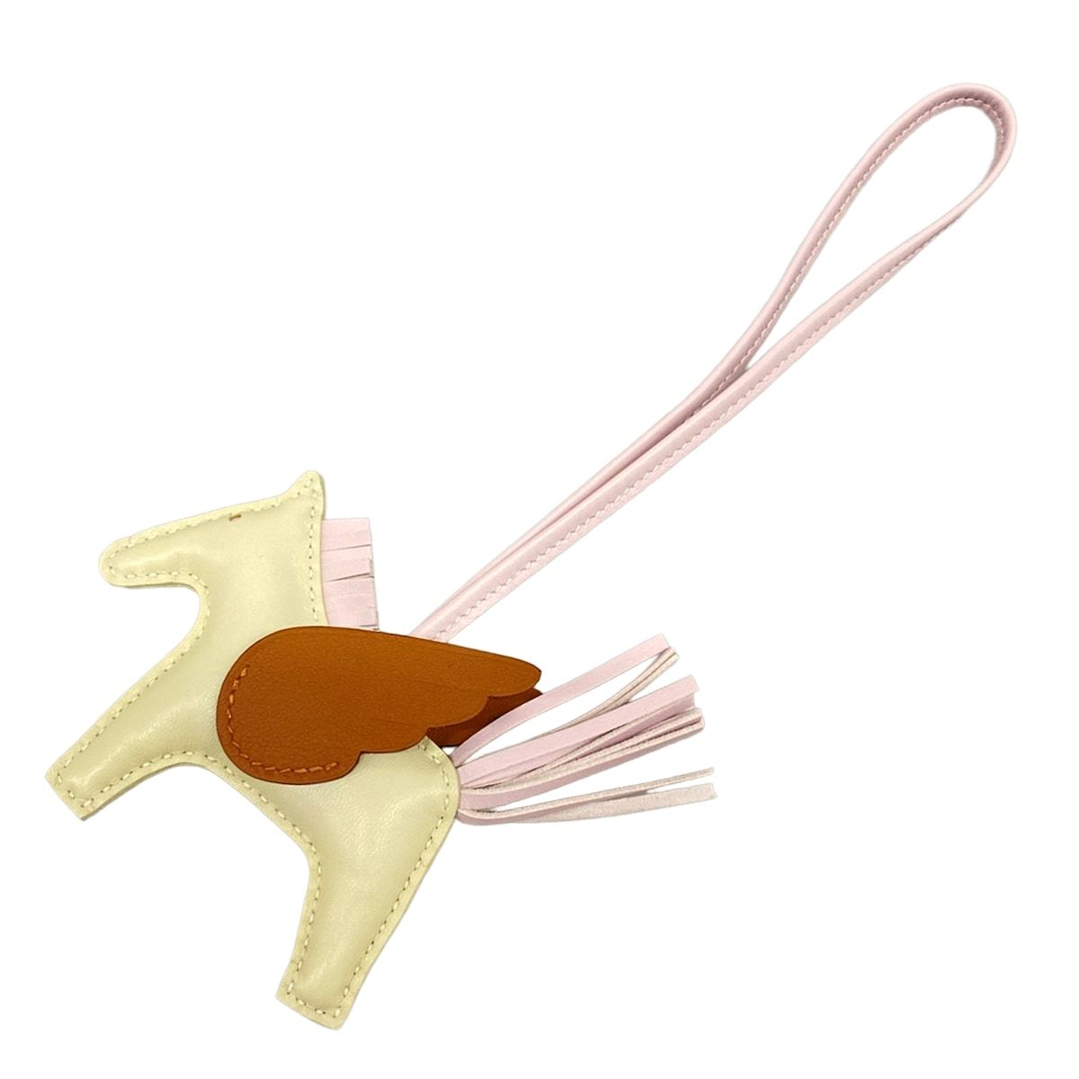 HERMES(エルメス) キーホルダー(チャーム)美品 ロデオチャームペガサスPM クレ×モーヴペール×ゴールド
