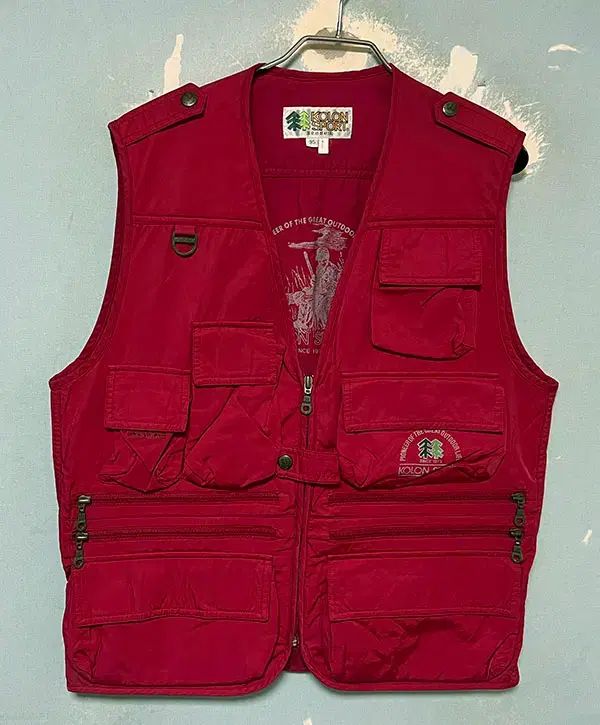 KOLON SPORT 90s メンズ 登山ベスト ユーティリティー 秋冬 レッド レジャーLook M 95