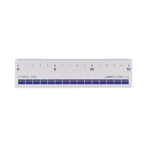（まとめ）ライオン事務器 再生アクリル直線定規15cm No.5MR 1セット(10本)〔×3セット〕