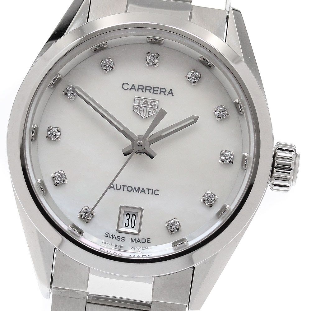 タグホイヤー TAG HEUER WBN2412-0 カレラ キャリバー9 11Pダイヤ デイト 自動巻き レディース 美品 箱・保証書付き_958040