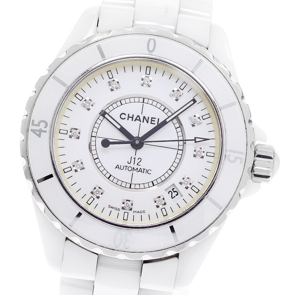 訳あり シャネル CHANEL H1629 J12 38mm 白セラミック 12Pダイヤ 自動巻き メンズ _956808