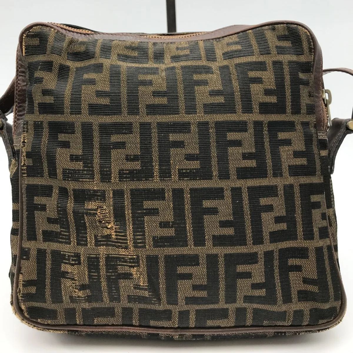 Fendi フェンディ ミニ ショルダーバッグ ズッカ キャンバス×レザー 