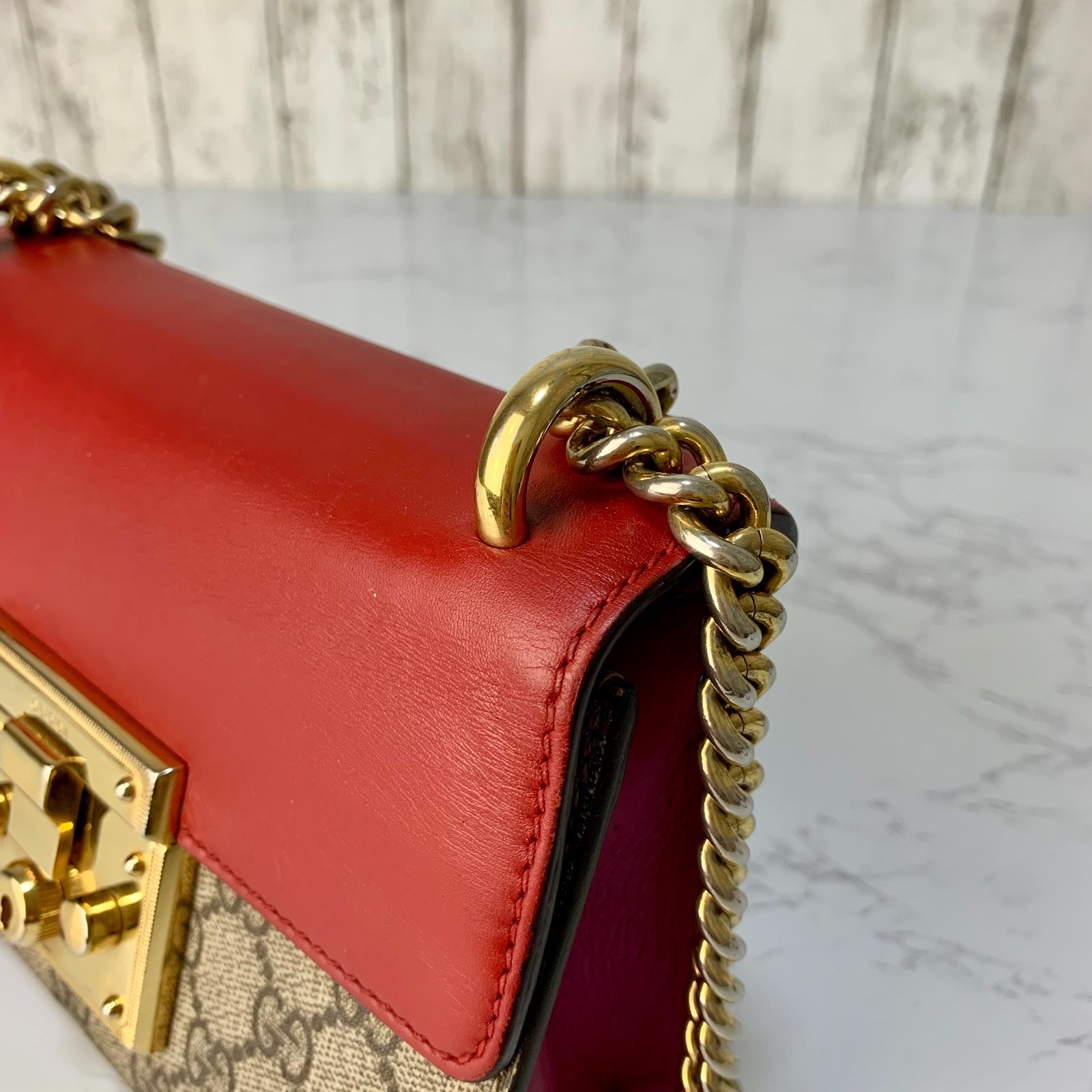 GUCCI パドロック GGスプリーム チェーン クロスボディ ショルダー 
