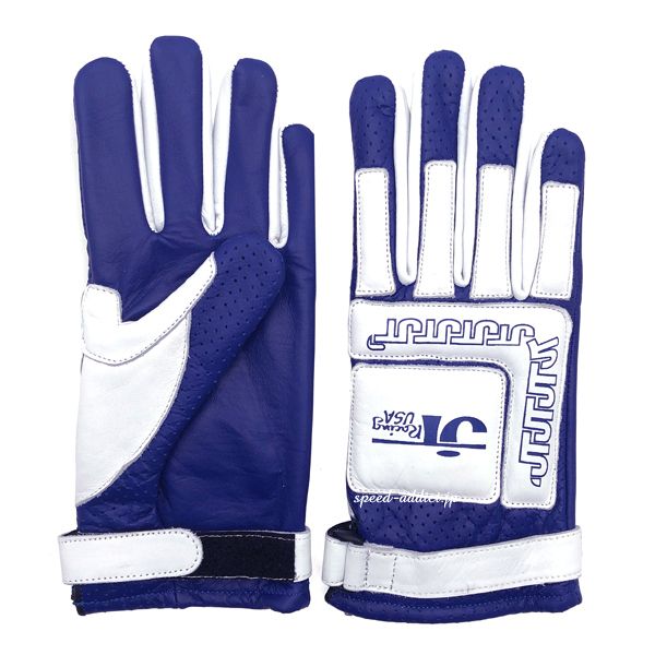 JT Racing USA VINTAGE RACING GLOVE BLUE × WHITE/レーシンググローブ プロテクト パッド クッション サーキット レース オフロード バイク 旧車