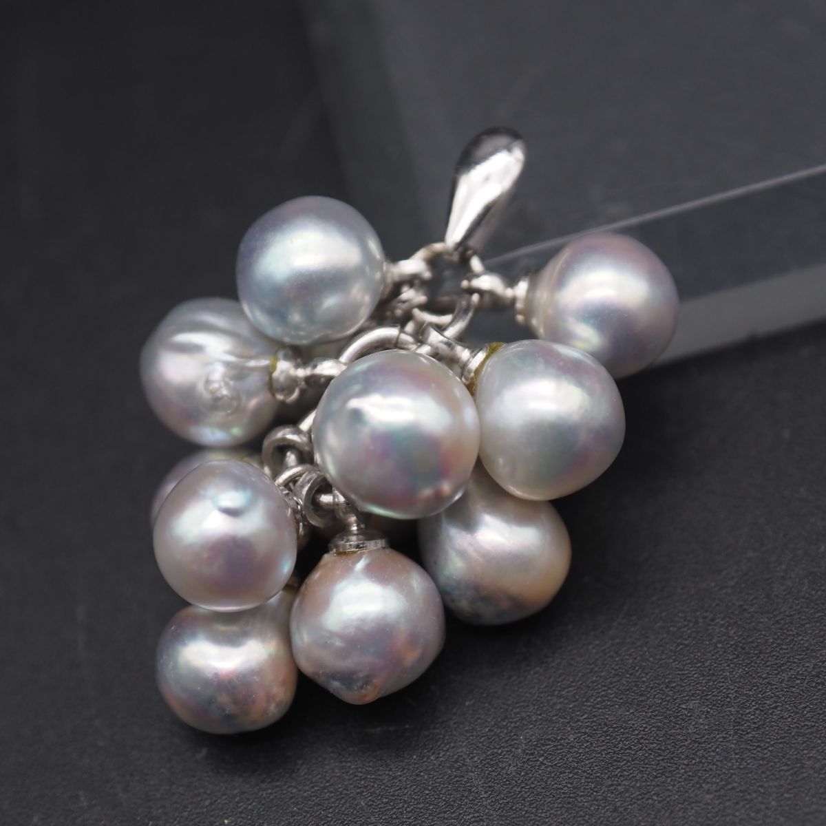 W279 本真珠 バロックパール SILVER刻印 ペンダント トップ ブルー