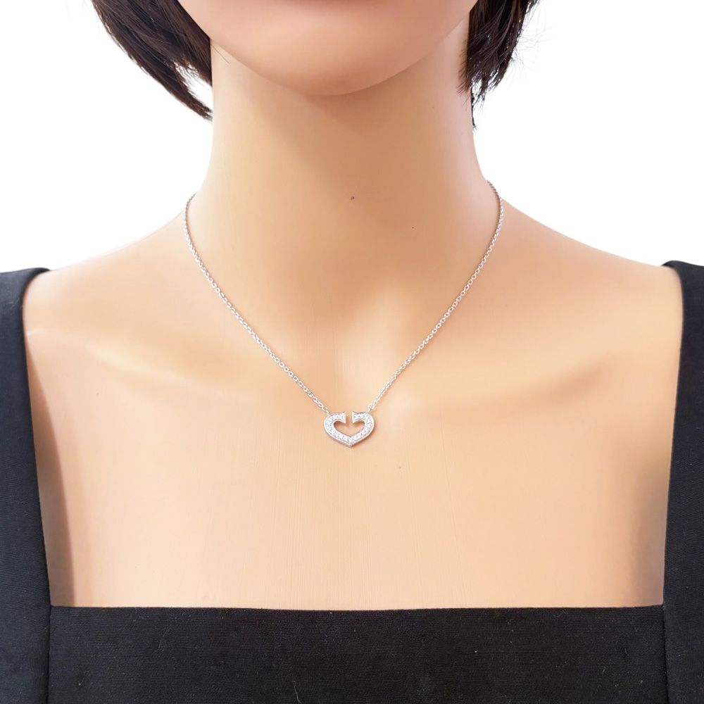 カルティエ Cartier Cハート ダイヤネックレス ホワイトゴールド 750 