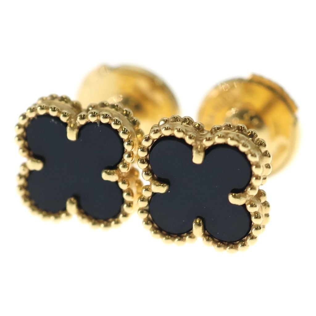 Van Cleef & Arpels (ヴァンクリーフアンドアーペル) スウィートアルハンブラ オニキス ピアス K18YG イエローゴールド VCARA44900