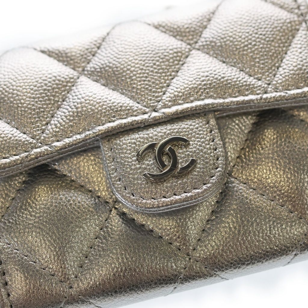 CHANEL (シャネル) マトラッセ ミニチェーンウォレット キャビアスキン 
