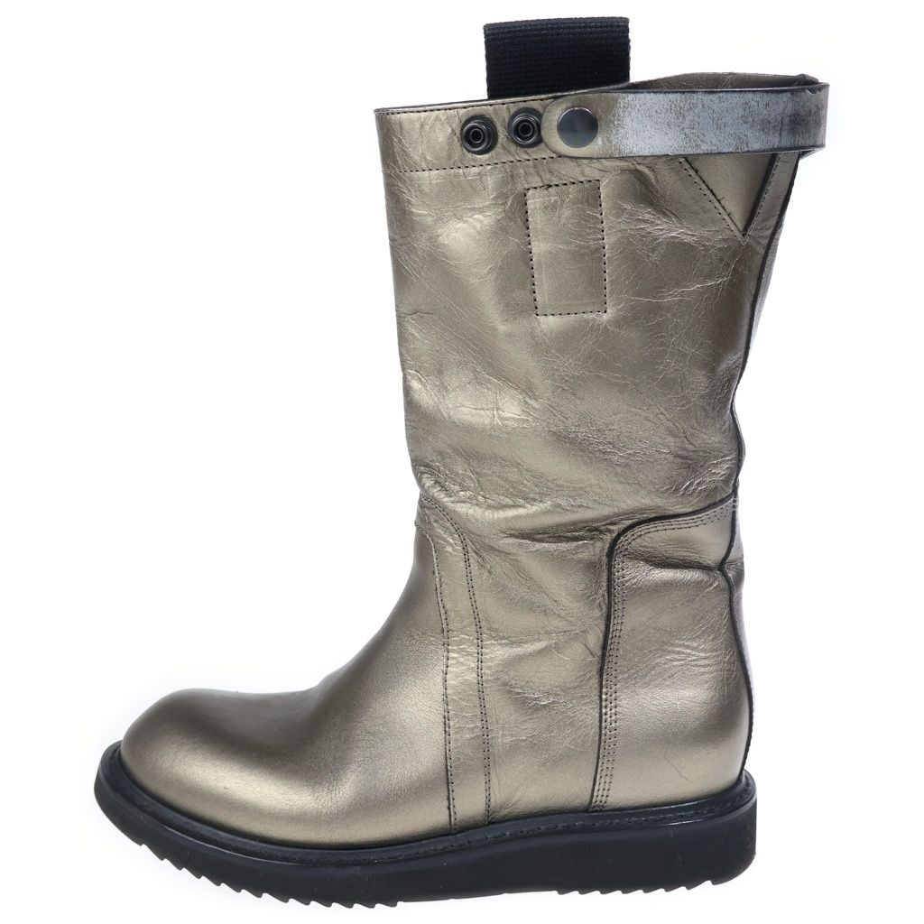 Rick Owens (リックオウエンス) デストロイレザー メタリック ペコスブーツ ゴールド