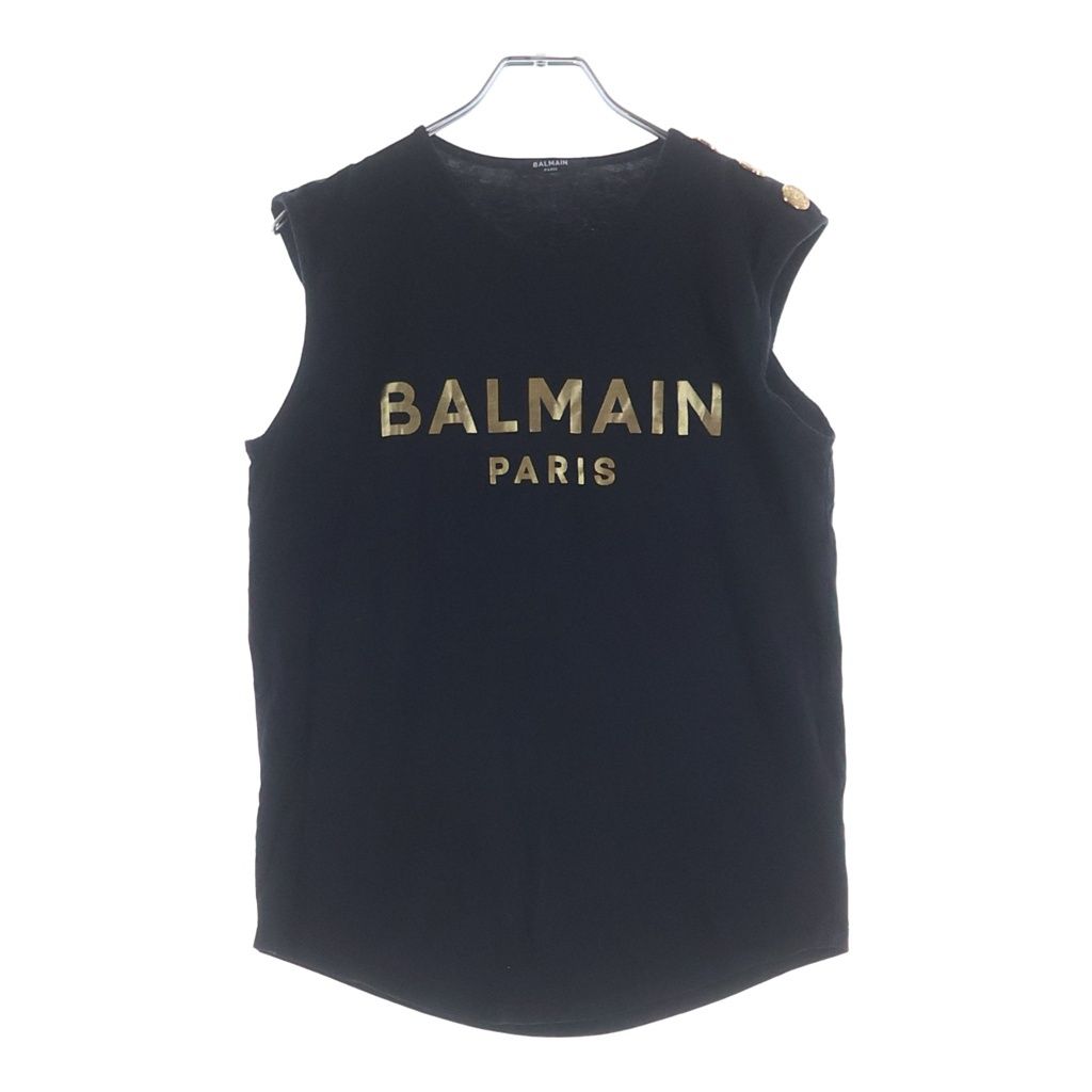 BALMAIN (バルマン) ロゴタンクトップ 肩ボタン ブラック #XS