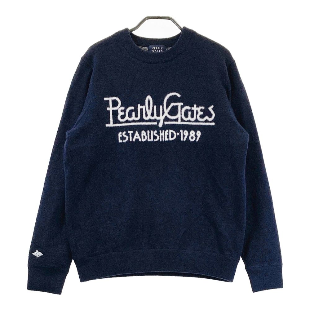 サイズ：4 PEARLY GATES パーリーゲイツ 2026年モデル 裏地付 ニットセーター 起毛 ニコちゃん ネイビー系 [240101681861] ゴルフウェア メンズ ストスト