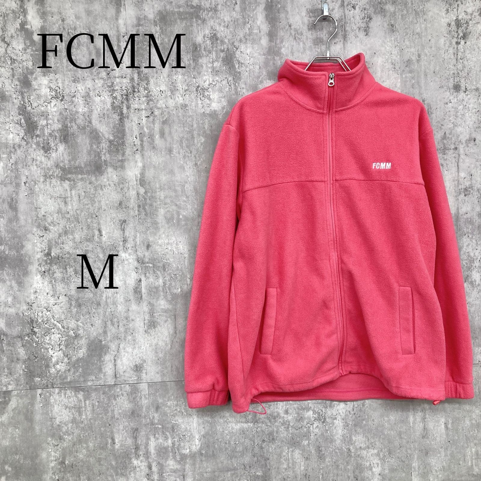 FCMM エフシーエムエム フリース ジャケット M ピンク 韓国 ファッション ストリート ロゴ 刺繍 ジップアップ アウター 春 秋 冬 カジュアル オーバーサイズ ボア トップス 古着 スポーツ