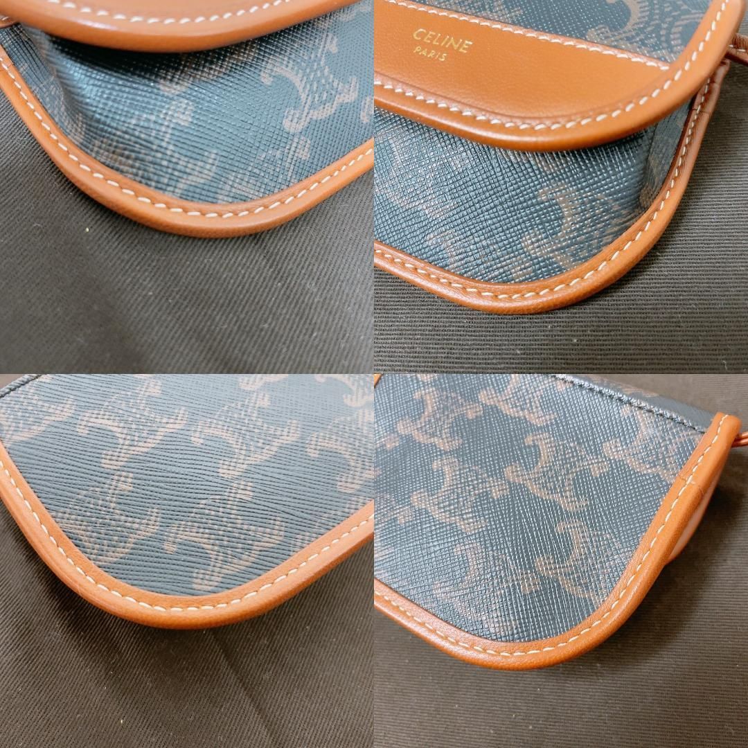 CELINE セリーヌ トリオンフ キャンバス タン レザー ショルダーバッグ