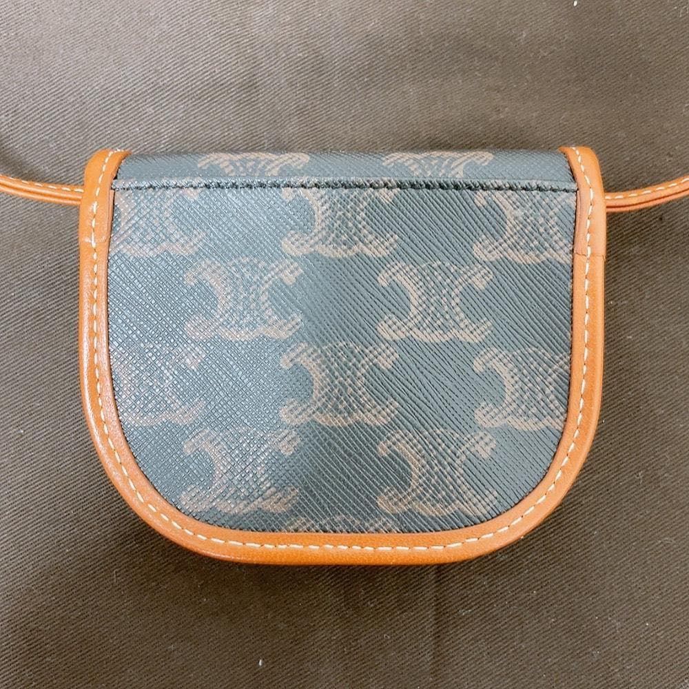 CELINE セリーヌ トリオンフ キャンバス タン レザー ショルダーバッグ