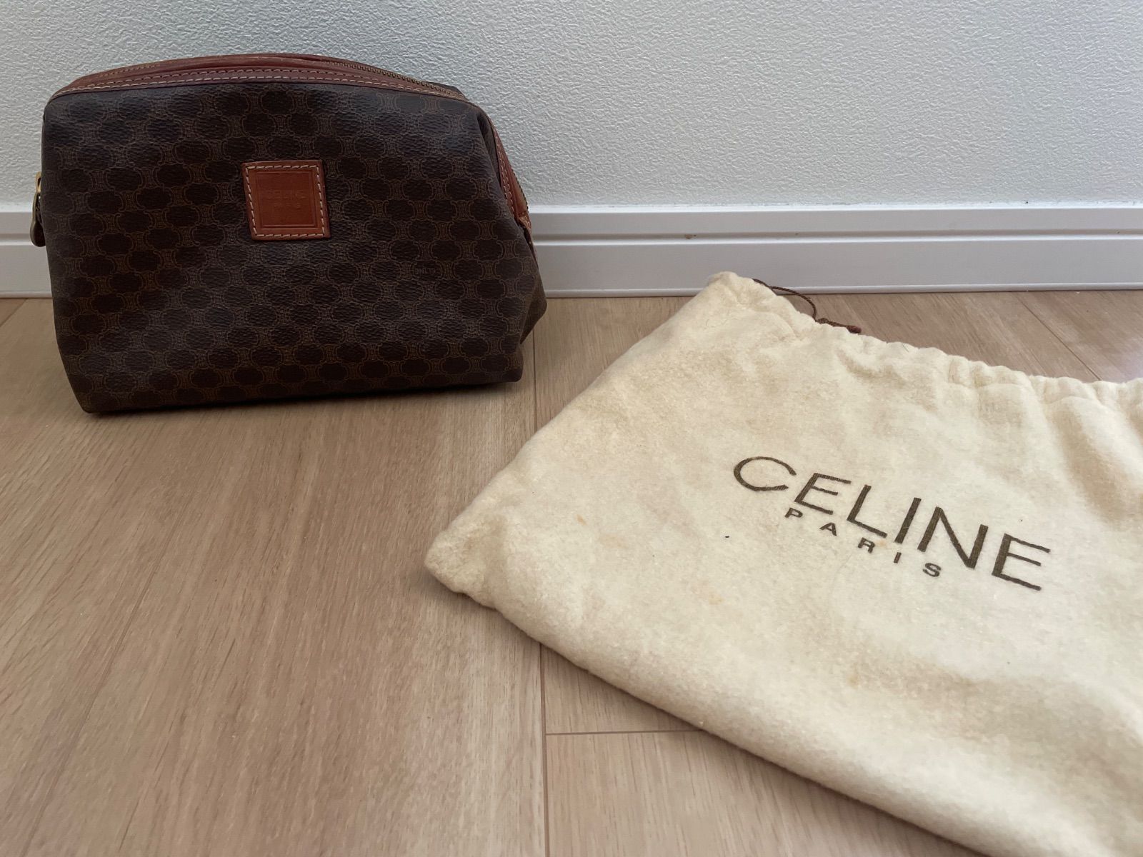 CELINE オールドセリーヌ マカダム柄 バニティバッグ セカンドバッグ 
