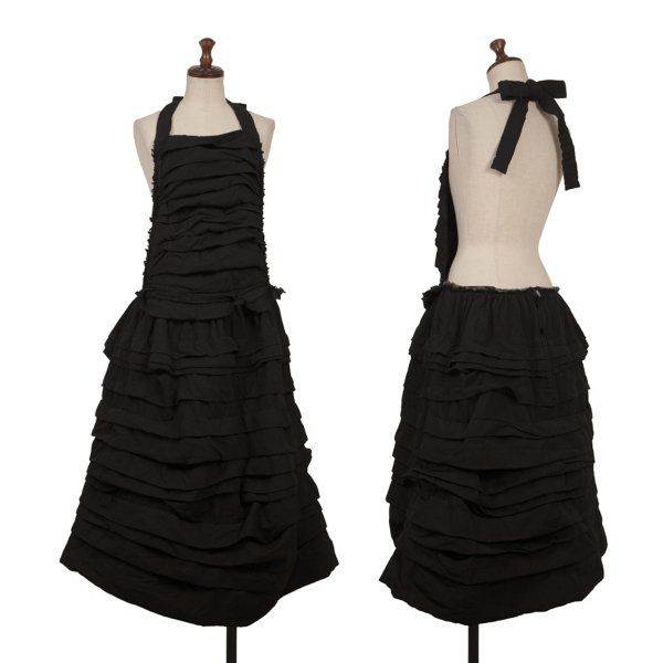 コムコム コムデギャルソンCOMME des GARCONS 製品染めエステルタックエプロンスカート 黒L