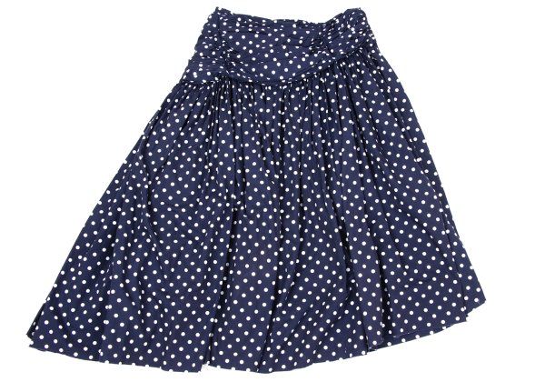 COMME des GARCONS ドット　ネイビー　スカート コムデギャルソンCOMME des GARCONS ドットプリントギャザーデザイン