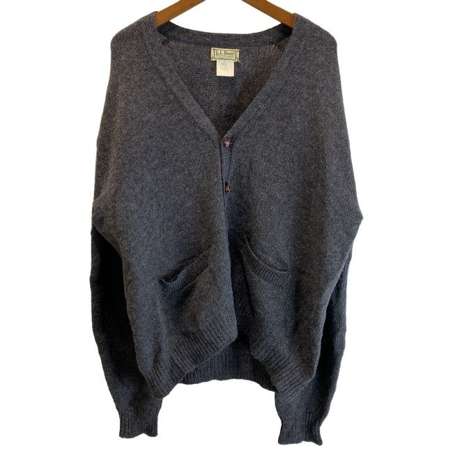 【中古】　L.L. Bean　カーディガン　80s vintage　80年代　OLD　長袖　ニット　Vネック　フルボタン　無地　USA製　アウトドア　古着　/7335