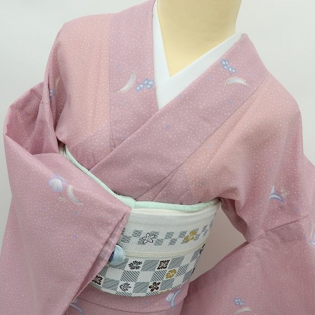 六花-RIKKA- 美品未着用 洗える夏着物 絽❀芝草や花、萩の遊びココロ